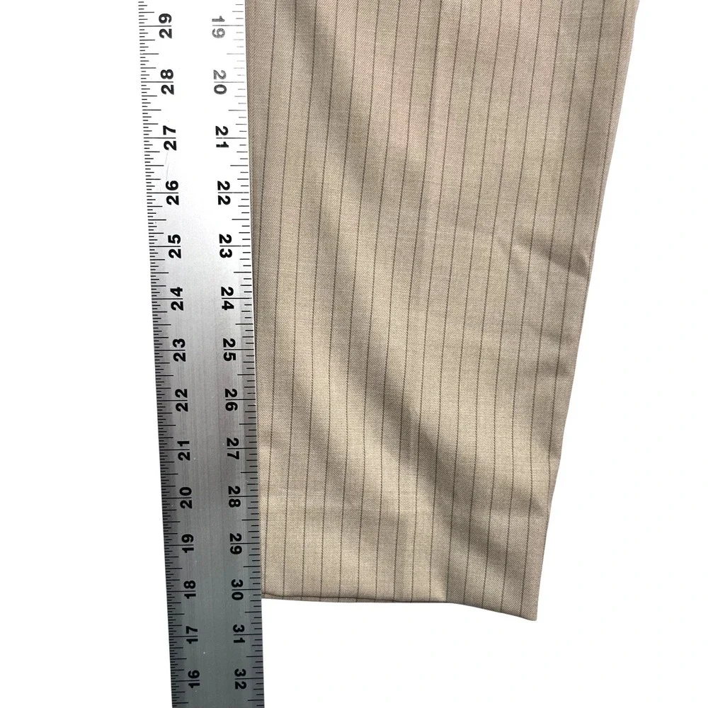 Banana Republic 34x30 Tan Gray Pinstripe Dress Suit Pants Trousers Flat Front
